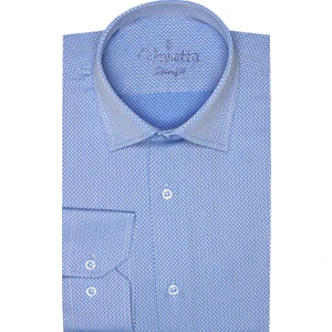 Erkek Deniz Mavisi Uzun Kol Mini Desen Slim Fit Erkek Gömlek