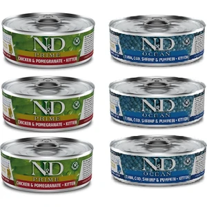 N&d Kitten 6 Adet(3-Tavuk Nar+3-Balık)Yavru Yaş Mama 80 gr