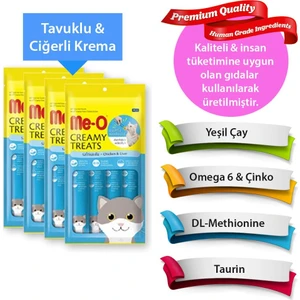Me-O Tavuklu ve Ciğerli Krema Kedi Ödülü 4X15 gr + 4 Adet