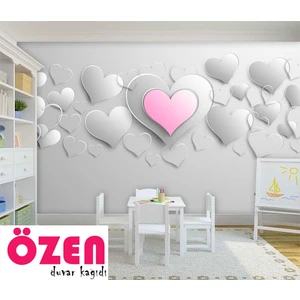 Özel Duvarlar 3D  Boyutlu Kalpler Genç Odası Duvar Kağıdı