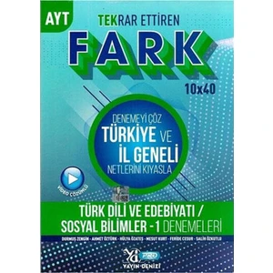 Yayın Denizi Yayınları AYT Türk Dili ve Edebiyatı Sosyal Bilimler 1 Fark 10 x 40 Tekrar Ettiren Denemeleri