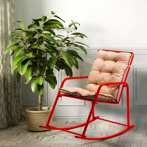 Retodesign Minderli Kırmızı Metal Sallanan Sandalye/ Bebek Emzirme Koltuğu/baba Koltuğu
