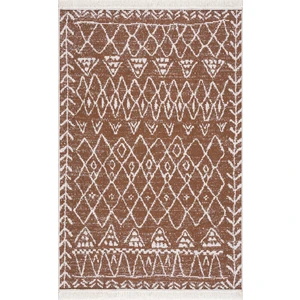 Caretta Home Siyah Beyaz Ponponlu Mistik Desenli Dokuma Kilim 60 x 90 cm
