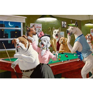 Bilardo Oynayan Köpekler Kanvas Tablo
