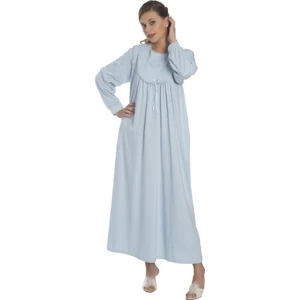 Akala-Dy Pamuklu Uzun Kol Penye Kadın Gecelik 9004