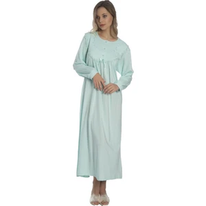 Akala-Dy Pamuklu Uzun Kol Penye Kadın Gecelik 9004