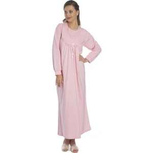 Akala-Dy Pamuklu Uzun Kol Penye Kadın Gecelik 9004