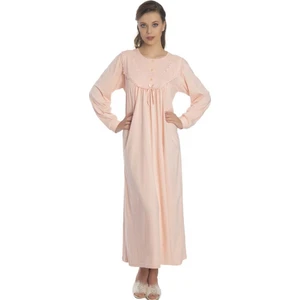 Akala-Dy Pamuklu Uzun Kol Penye Kadın Gecelik 9004