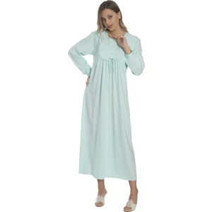 Akala-Dy Pamuklu Uzun Kol Penye Kadın Gecelik 9005