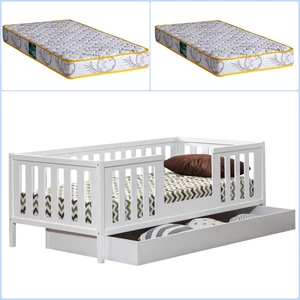 Montessori Karyola, Berlin Montessori Yavrulu Yatak - Beyaz + 2 Adet Comfort Yatak