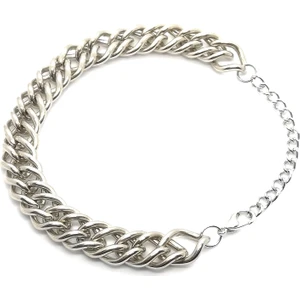 X-lady Accessories Kalın 6mm Sık Aralıklı Yassı Zincir Bileklik Gümüş Renk