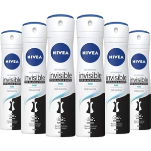 Deodorant Bayan Invisible Black & White Pure 150 ml x 6 Adet