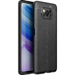 Xiaomi Poco X3 Kılıf Rugan Armor Deri Görünümlü Parmak İzi Yapmaz Dayanıklı Niss Silikon Kapak