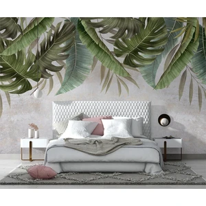 Özel Duvarlar Yatak Odası için Tropikal Yapraklar Duvar Kağıdı