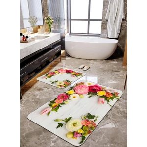 Talia Home Renkli Çiçek Desenli 2'li Banyo Paspas Seti TLAHMP-097