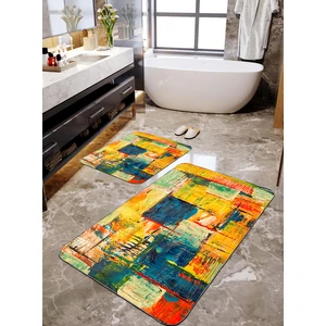 Talia Home Renkli Yağlı Boya Baskılı 2'li Banyo Paspas Seti TLAHMP-128