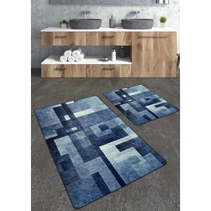 Talia Home Mavili Geometrik Desenli 2'li Banyo Paspas Seti TLAHMP-144