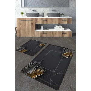 Talia Home Modern Gold Yaprak Desenli 2'li Banyo Paspas Seti TLAHMP-214