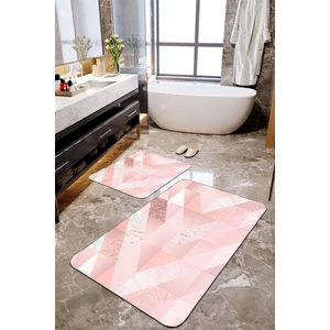 Talia Home Modern Pembe Mermer Desenli 2'li Banyo Paspas Seti TLAHMP-222
