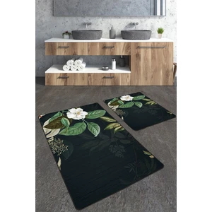 Talia Home Yeşil Yaprak Desenli 2'li Banyo Paspas Seti TLAHMP-252