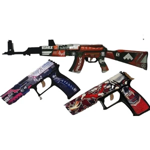 Ahşap CS-GO AK-47 Tüfek P250 2'li Tabanca Karambite Oyuncak Set 3001