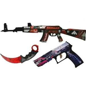 Ahşap CS-GO AK-47 Tüfek P250 Tabanca Karambite Oyuncak Set 4001