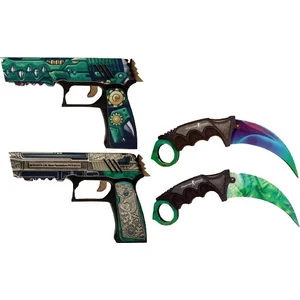 Ahşap CS-GO P250 2'li Tabanca 2'li Karambite Oyuncak Set 5001