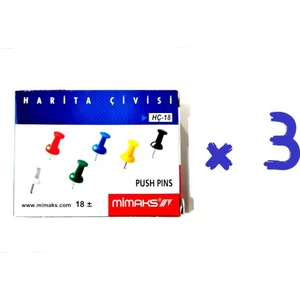 Renkli Harita Çivisi 3 Kutu