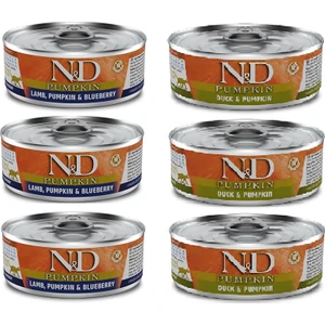 N&d Pumpkin 6 Adet (3-Kuzu+3-Ördek)Yetişkin Kedi Yaş Mama 80 gr