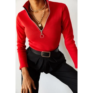 Kırmızı Kaşkorse Fermuarlı Bluz 1KXK8-44690-04