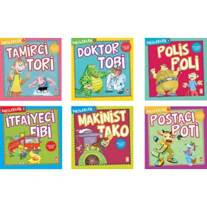 Timaş Okul Öncesi Meslekler 6 Kitap Set (Tamirci Tori, Doktor Tobi, Polis Poli, Itfaiyeci Fibi, Makinist Tako, Postacı Poti)