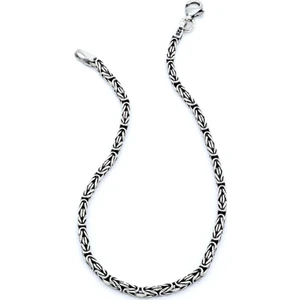 Akyüz Gümüş 2.3 mm Kral Zincir Yuvarlak Model Erkek Gümüş Bileklik 138