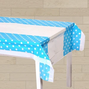 Süsle Bebek ve Parti Plastik Masa Örtüsü,Puanlı Mavi - 180,00 cm x 120,00 cm