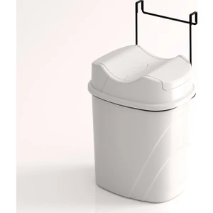 TEKNOTEL DOLAP İÇİ ASKILI YUTAN KAPAK ÇÖP KOVASI MAT SİYAH+BEYAZ KOVA SF007