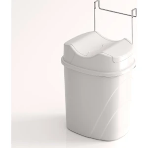 TEKNOTEL DOLAP İÇİ ASKILI YUTAN KAPAK ÇÖP KOVASI KROM+BEYAZ KOVA SF007