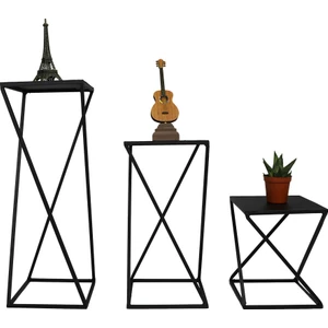 Wess Dizayn Metal Çapraz Ayaklı Zigon Sehpa 3 ‘lü Set Wd-21