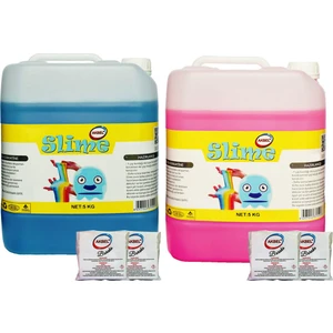 Zıp Zıp Slime 2 Renk Fosforlu Pembe 5 Kg+Mavi 5 Kg+Boraks