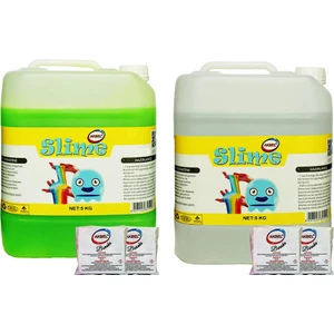 Zıp Zıp Slime 2 Renk Şeffaf 5 kg + Yeşil 5 kg + Boraks