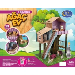 3 Boyutlu Karton Maket Ağaç Ev - 23 Parça