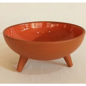Güray Seramik Turuncu Naturel Ayaklı Kase ve Saksı 21 cm