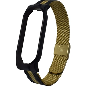 Case 4U Xiaomi Mi Band 6 / Mi Band 5 Akıllı Bileklik Metal Kordon Renkli Milano Loop Siyah - Altın
