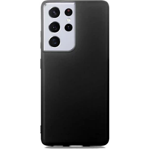 Case 4U Samsung Galaxy S21 Ultra Uyumlu Kılıf Klasik Mat Renkli Yumuşak Premier Silikon Siyah
