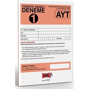 Yargı Yayınevi AYT Türkiye Geneli Deneme 1