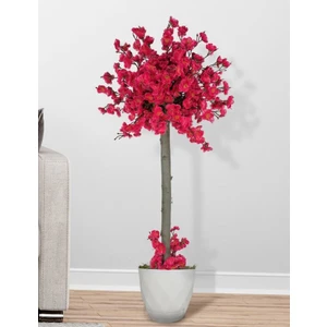 Yapay Ağaç Bahar Dalı Japon Kiraz Çiçeği Beyaz Plastik Saksılı 90 cm Fuşya