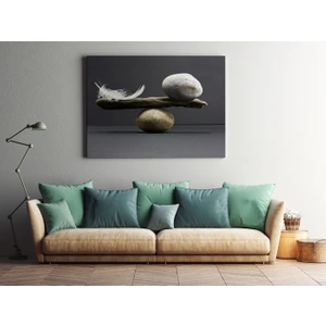 Moda Duvar Taş ve Tüy Denge Kanvas Tablo 75 x 50CM