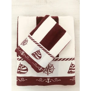 Pusula Havlu Takımı- 1 AD.100X150 ve 1 AD.50X90 Havlu Bordo