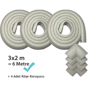 (6 Metre Kenar + 4 Adet Köşe) Gri Kauçuk Kenar Koruyucu