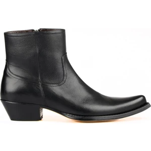 Siyah Deri Fermuarlı Kovboy Bot Erkekler İçin Şık ve Rahat Tasarım