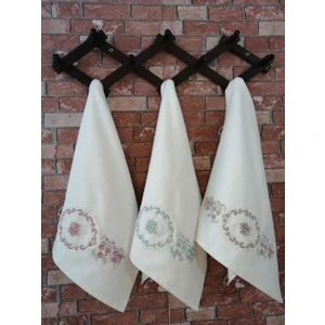 EN Home 50X90 Kadife Nakışlı Dantelli Çeyizlik Havlu
