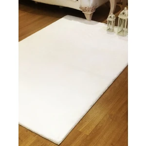 Ipekyün   İpekyün Halı-Kaymaz Taban Yumuşak Pofuduk Post Peluş Halı Beyaz Renk